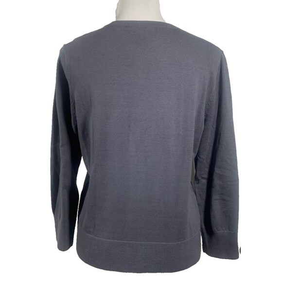 Cable & Gauge Sequin Cardigan Sweater Gray Silver 3/4 Sleeves Womens L - Picture 4 of 9